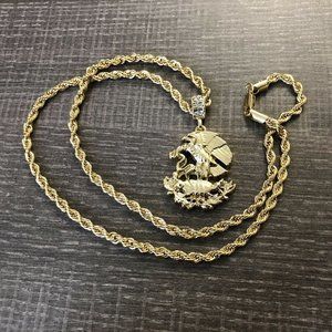 14k Gold 24" Chain Eagle and Snake Pendant